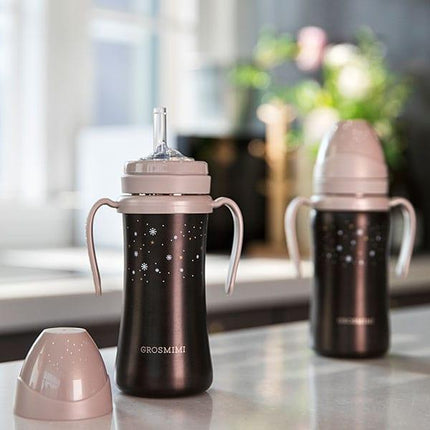 Grosmimi Dark Stainless Straw Cup 300ml Red-1973194092909301761