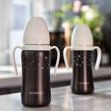 Grosmimi Dark Stainless Straw Cup 300ml Cream Beige-1954803141513973762