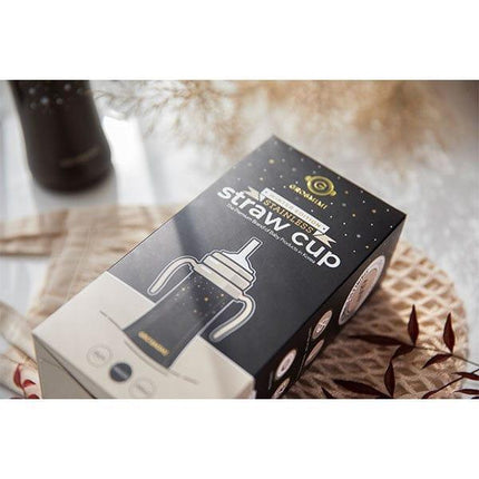 Grosmimi Dark Stainless Straw Cup 300ml White-1973194255488913414