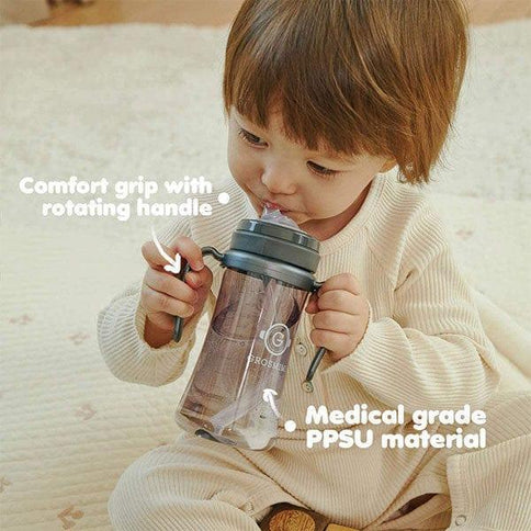 Grosmimi PPSU Straw Cup 200ml Charcoal-1973194094247284738