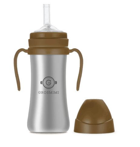 Grosmimi Stainless Straw Cup 200ml Gold brown-1973194255849623554