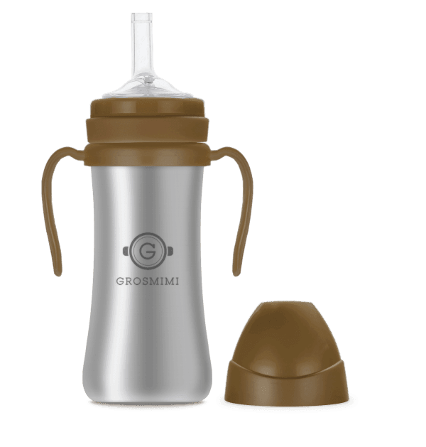Grosmimi Stainless Straw Cup 200ml Gold brown-1973194255849623554