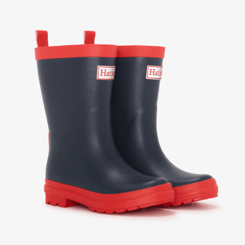 HATLEY Matte Kids Rain Boots | Navy & Red size 5-1875027418050334720