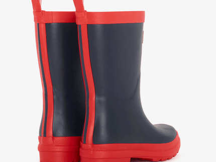 HATLEY Matte Kids Rain Boots | Navy & Red size 12-1875027392381194240
