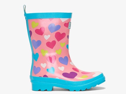HATLEY Shiny Kids Rain Boots | Colourful Hearts size 8-1875027420445282304