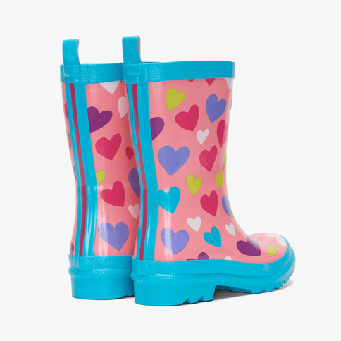 HATLEY Shiny Kids Rain Boots | Colourful Hearts size 8-1875027420445282305