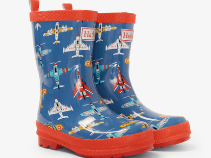 HATLEY Shiny Kids Rain Boots | Flying Aircrafts size 6-1875027418889195520