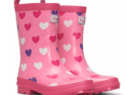 HATLEY Shiny Kids Rain Boots | Scattered Hearts size 8-1875027418734006272
