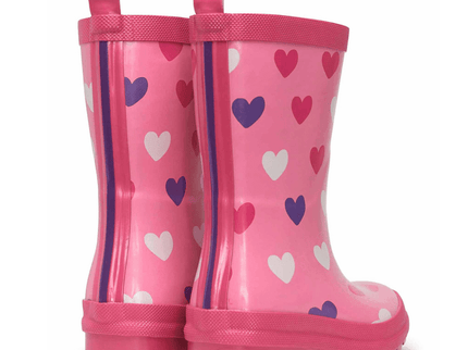 HATLEY Shiny Kids Rain Boots | Scattered Hearts size 8-1875027418734006273