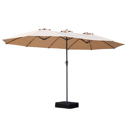 Centra 4.5M Double-sided Patio Umbrella Outdoor Umbrella Base Stand Khaki-1954802422325055488