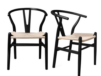 Levede 2x Dining Chairs Wooden Hans Black-1942353395260198912