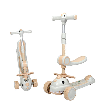 BoPeep Foldable Kids Scooter Flip-able Seat Beige-1975420381032484864