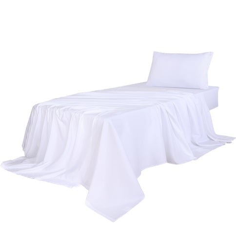 Dreamz 3pcs Sinigle Size 100% Bamboo Bed Sheet Set in White Colour Single-1910113202952343552