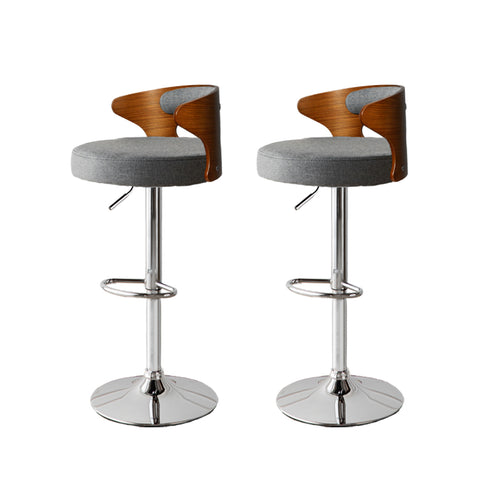 Levede 1x Kitchen Bar Stools Gas Lift Grey Silver-1910113240369729537