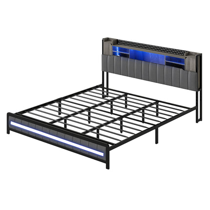 Levede King Bed Frame with Storage Headboard RGB LED-2011971105136447488