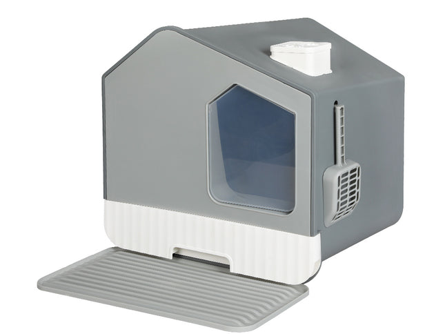 PaWz Fully Enclosed Cat Litter Box Mat Grey-1904052663104966656