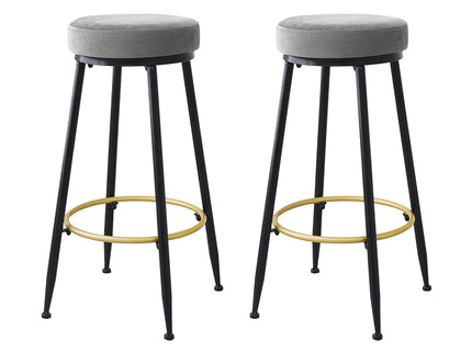 Levede 2x Bar Stools Barstools Velvet Grey-1864183232229150720