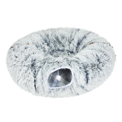 Pawz Cat Tunnel Foldable Fluffy Plush Play Tube Grey-1973193512761561088