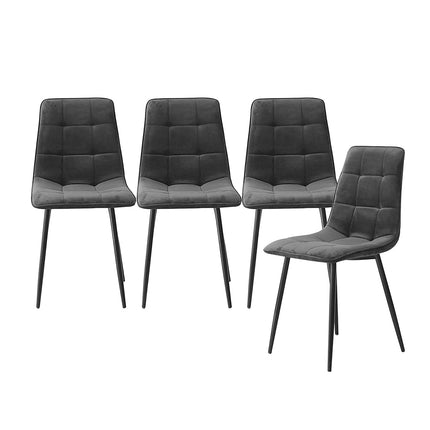 Levede 4x Dining Chairs Kitchen Velvet Grey-1973194074399838208