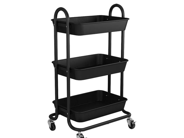 Levede 3 Tiers Kitchen Storage Trolley Black-1917016722502717440