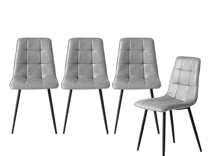 Levede 4x Dining Chairs Kitchen Chair Grey Faux Leather-1910113287937331200