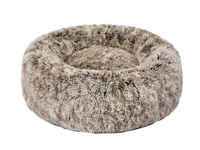 PaWz Pet Bed Cat Dog Donut Nest Calming M Brown Medium-1864184499311611904