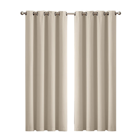 2x Blockout Curtains Panels 3 Layers Beige CD1003-132X213-GR-1910113266588323840