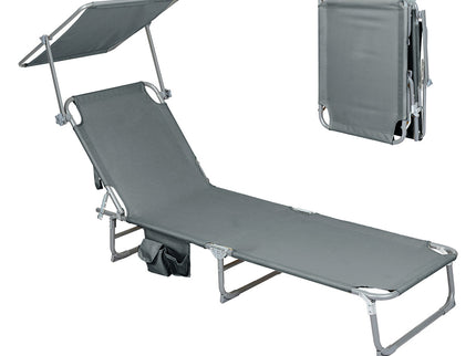 Levede Foldable Lounge Chairs with Canopy Grey-1910112248400056320