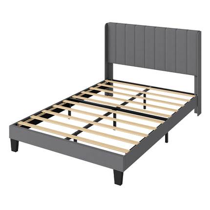 Levede Metal Wooden Bed Frame Queen Panel Plush Upholstered Soft Headboard Grey-2065254298949914624