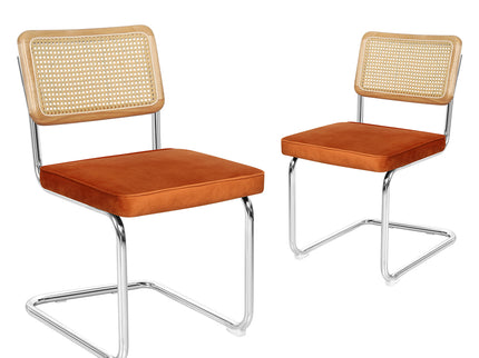 Levede 2xRattan Chair Dining Chairs Orange-1942353411521515520