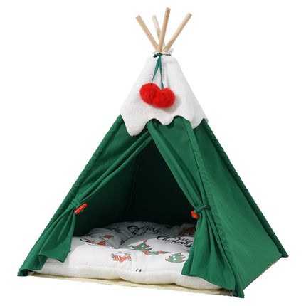 Pawz Pet Tent Dog Cat Tent Bed Washable Indoor Green-2029387296813486080