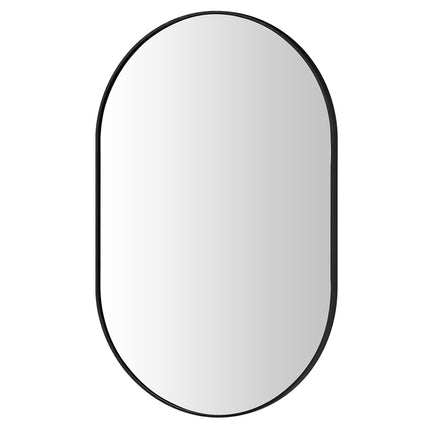 Yezi Oval Wall Mirror 70x50cm Black Frame Bathroom Wall Mounted Vanity Mirror-2050059009389629440
