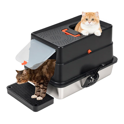 Pawz Stainless Steel Large Enclosed Cat Litter Box-2029387298965164032