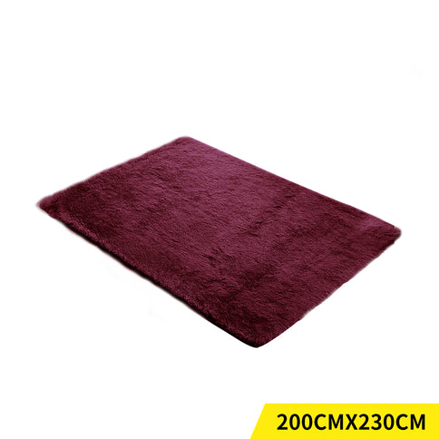 Marlow Soft Shag Shaggy Floor Confetti Burgundy 230x200cm-1864183503982301184