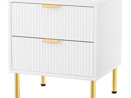 Levede Bedside Table with 2 Drawers White Metal Legs-1910112269535154176