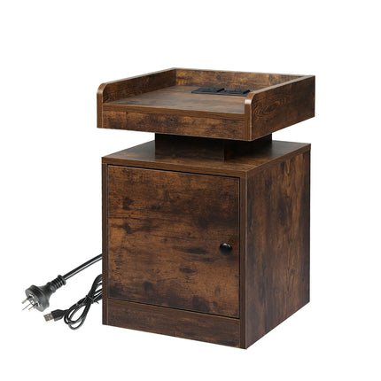 Levede Bedside Table USB Charger Outlet RGB Oak-1975420388338962432