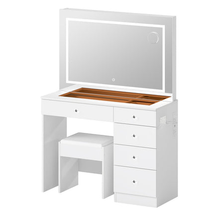 Levede Dressing Table LED Makeup Mirror Stool Set Vanity Desk 5 Storage Drawer-2029334101638647808