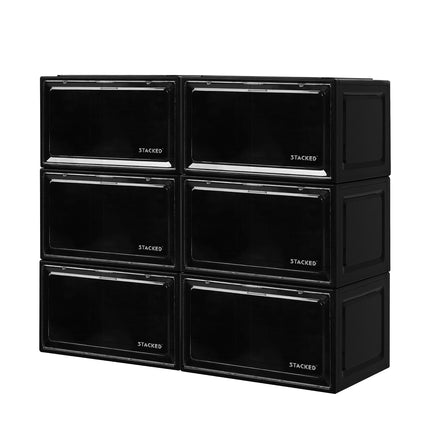 Stacked Shoe Box Acrylic Sneaker Display 6PC Black-1973193709575081984