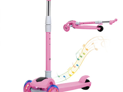 Bopeep Foldable Kids Scooter LED Music Pink-1954802362795298816