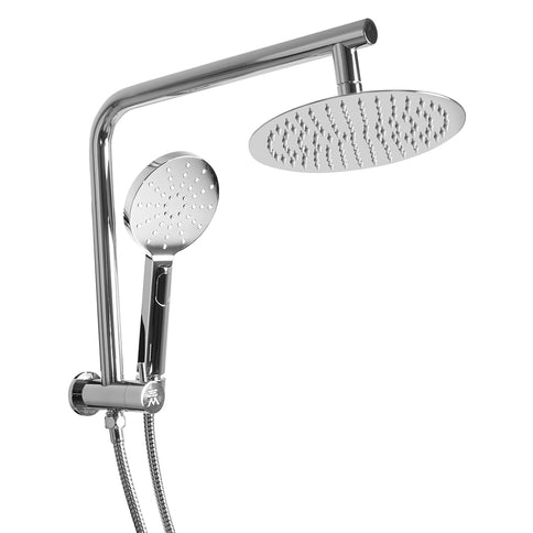 High Pressure Shower Head Set Rain Round Silver-1910113243888750592