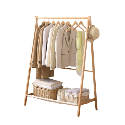 Levede Clothes Rack Wooden Wardrobe Natural-1973193811387617280
