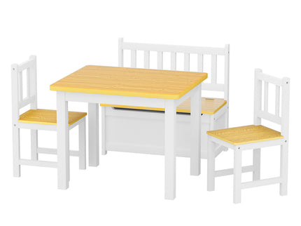 Bopeep Kids Table and Chairs Set Wooden Study Play 4PCS-1954802474309259264
