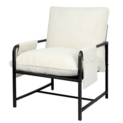 Levede Metal Framed Lounge Chair Corduroy in Beige-1954802469909434368