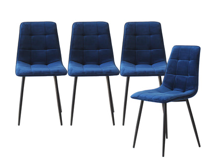 Levede 4x Dining Chairs Kitchen Velvet Blue-1942353398628225024