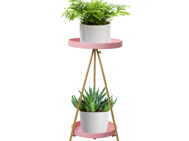 Levede Plant Stand 2 Tiers Outdoor Indoor Pink Gold Medium-1864184724495405056