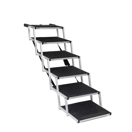 PaWz 6 Steps Dog Ramp Adjustable Height Black-1973193664230461440