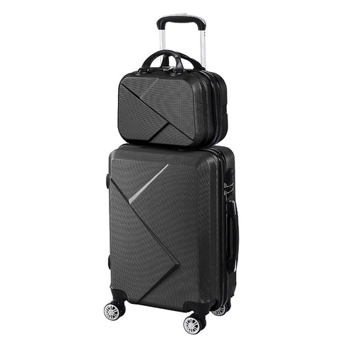 Slimbridge 2pcs 20"Travel Luggage Set Black-1864184360790528000
