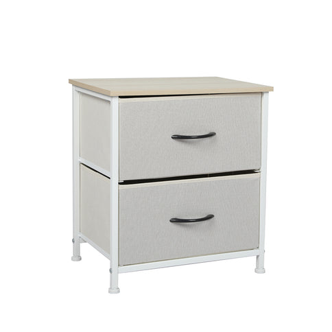 Levede Chest of 2 Drawers Bedside Table Beige-1910113286813257728
