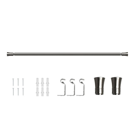 Marlow Satin Nickel Curtain Rod Steel Quiet Rail Pole Pommel Set Adjustable-1954802388523159552