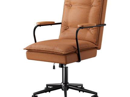 LEVEDE Ergonomic Office Chair Computer PU Brown-1910149778990305280